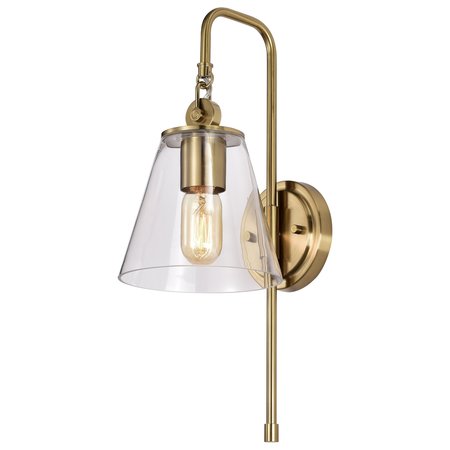 Nuvo Dover 1-Light Wall Sconce - Vintage Brass with Clear Glass 60/7449